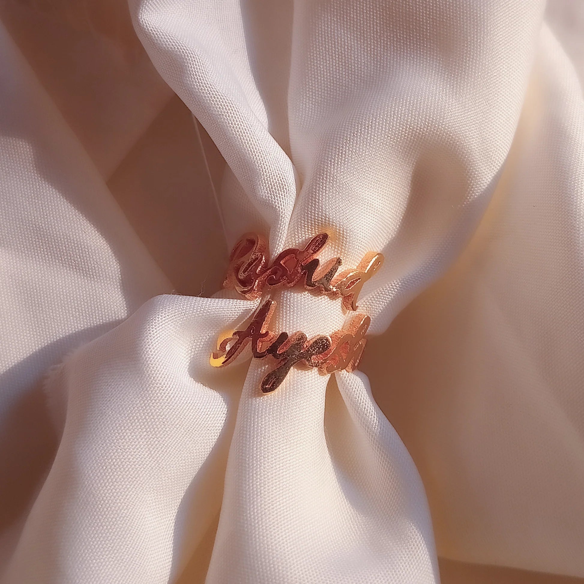 Personalized Cursive Double Name Ring