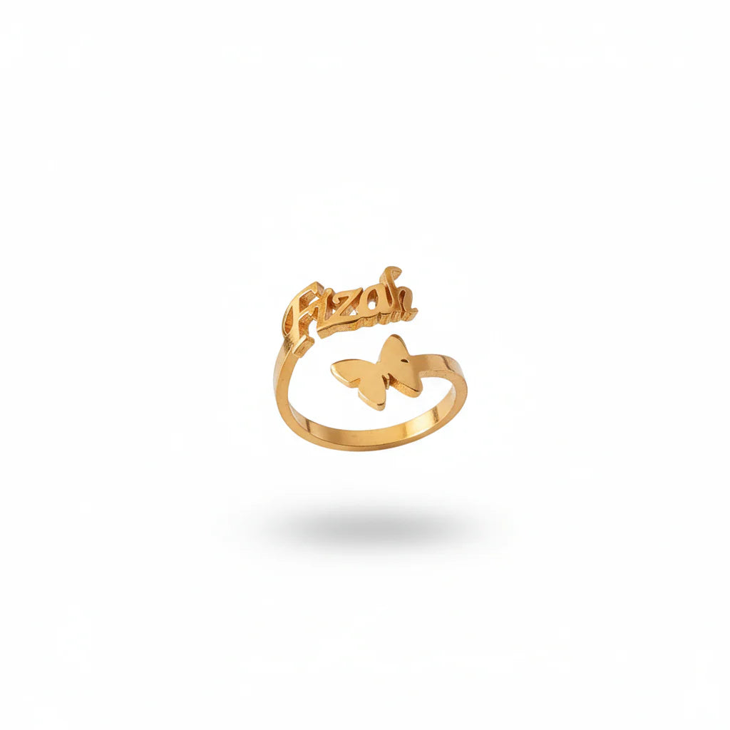 Classic Personalized Butterfly Name Ring