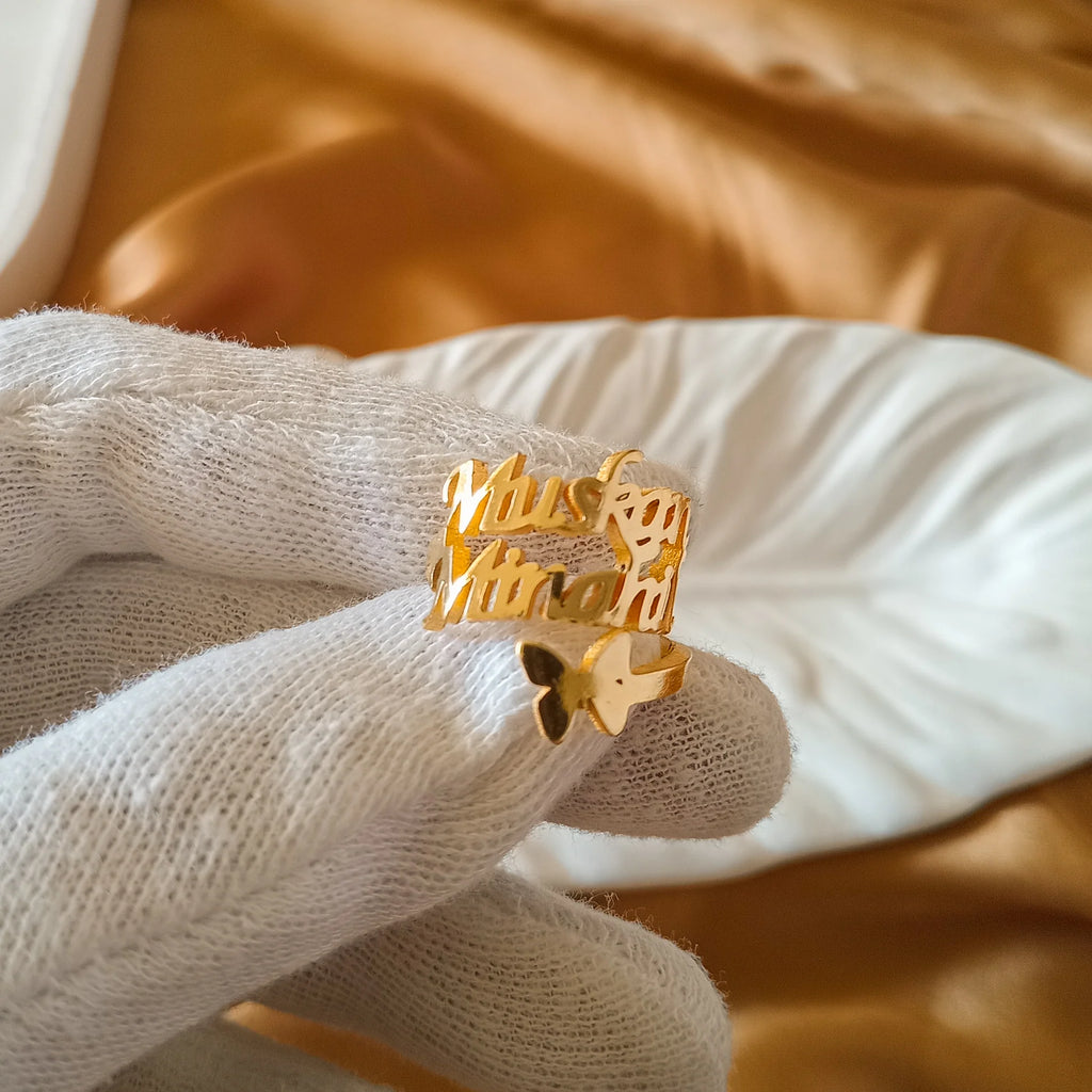 Classic Personalized Butterfly Name Ring