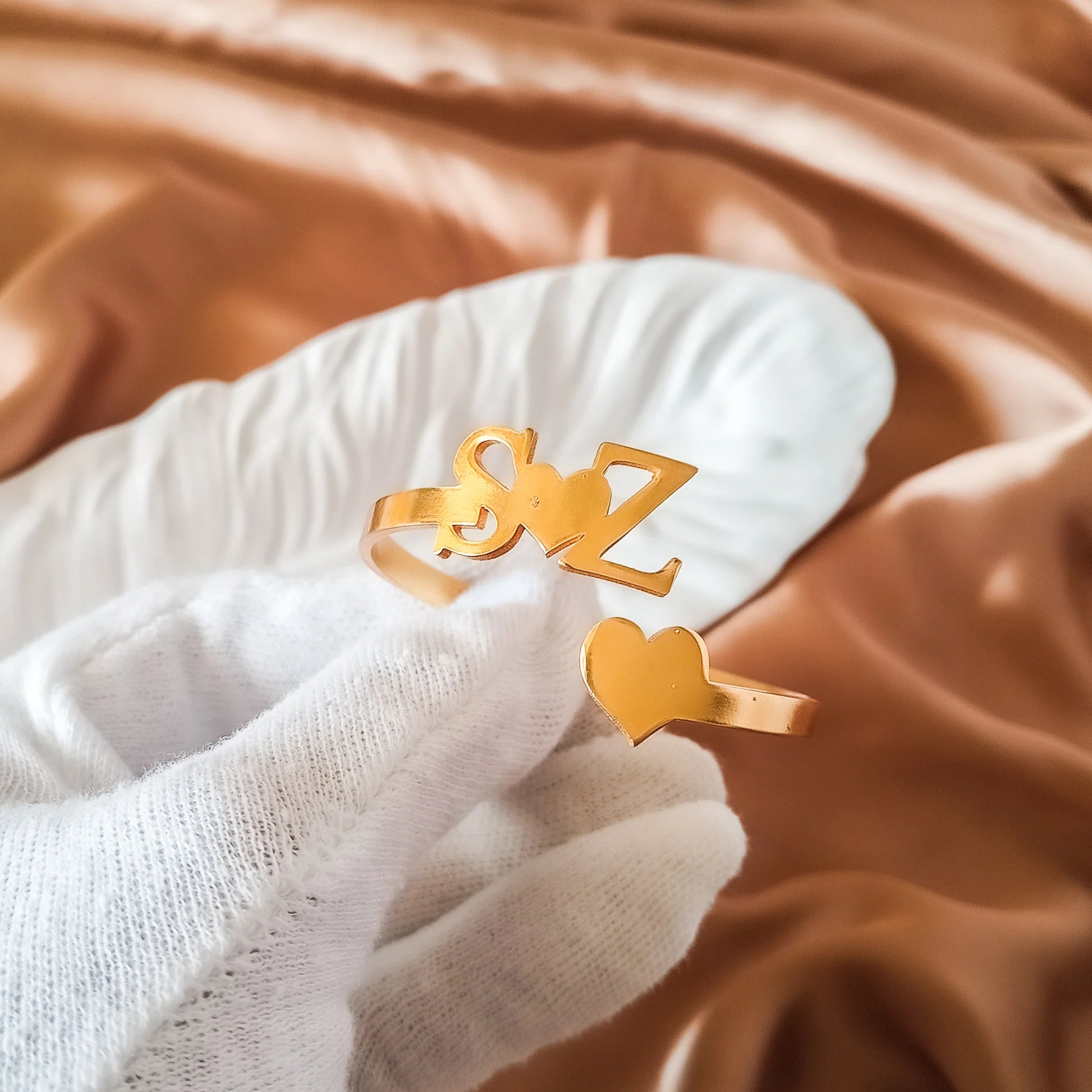 Personalized Initial Heart Name Bangle