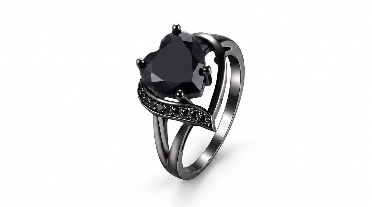 18K PVD Gold Zircon Heart Promise Ring For Female Only