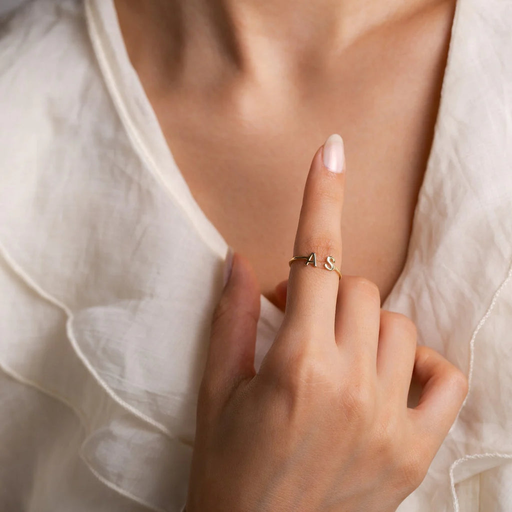 Couple Initial Personalized Name Ring