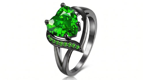 18K PVD Gold Zircon Heart Promise Ring For Female Only