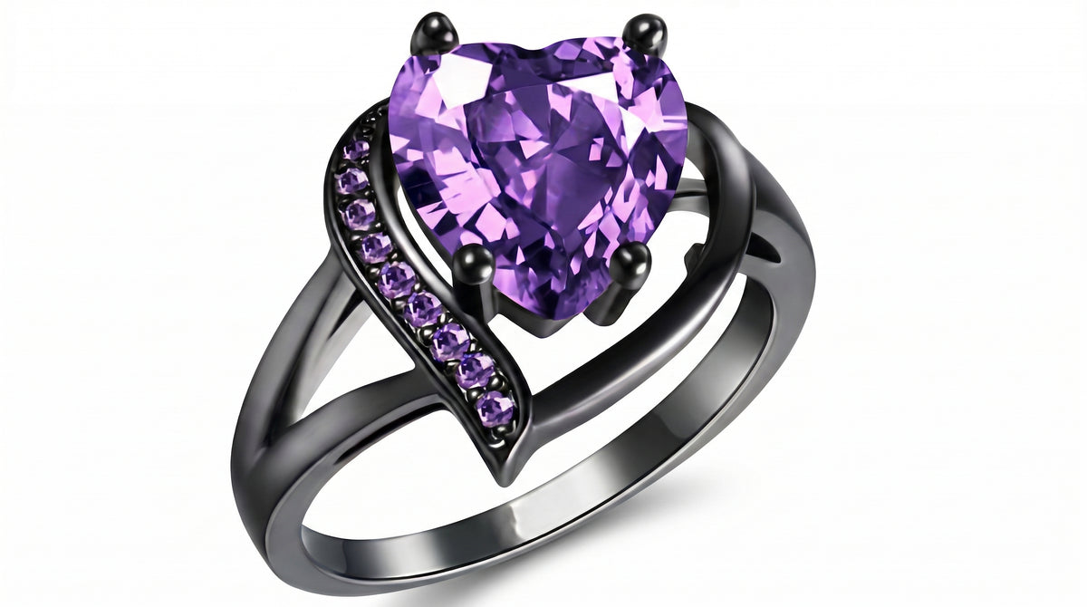 18K PVD Gold Zircon Heart Promise Ring For Female Only